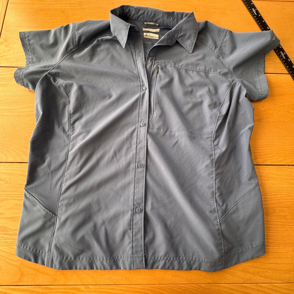 Columbia Omni Shade Sun Protection Button Up Shirt Mens 2X Blue Ripstop Gorpcore